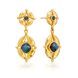 Mystic Eye Drop Earrings in Blue Labradorite