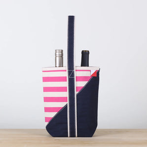 Striped Double Wine Tote in Pink