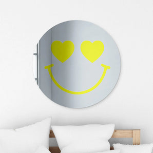 Happy Face with Heart Eyes Mirror in Silver