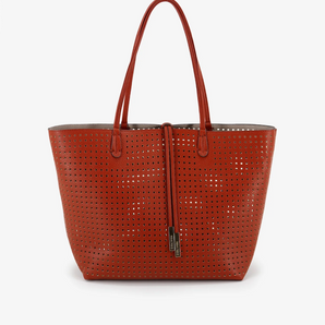 Departure Perforated Tote in Terracotta/Putty