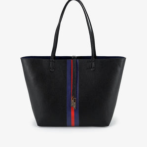 Departure Stripe Tote in Black/Navy