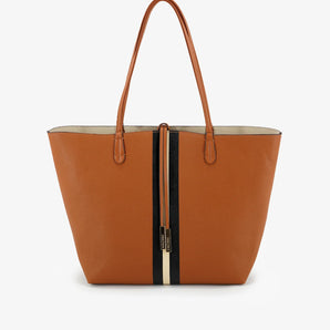 Departure Stripe Tote in Camel/Cream