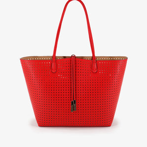 Departure Perforated Tote in Tropic Red/Nude