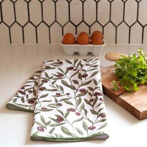 Kitchen Tea Towel in Olives