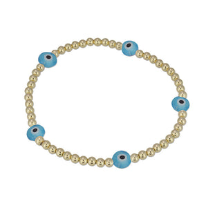 3mm Evil Eye Bracelet in Light Blue