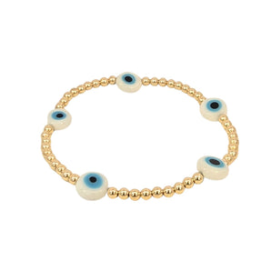 3mm Evil Eye Braceket in White