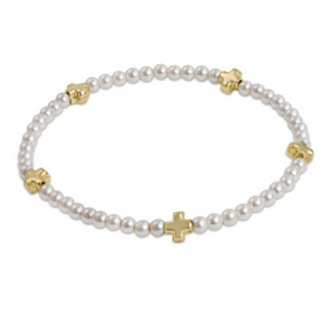 Cross Small 3mm Pearl Bracelet