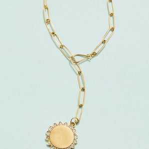 Drop Medallion Necklace Flower 20"