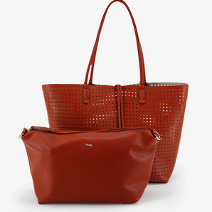 Departure Perforated Tote in Terracotta/Putty