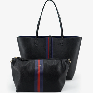 Departure Stripe Tote in Black/Navy