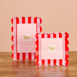 Scalloped Square Frame in Peppermint Stripes