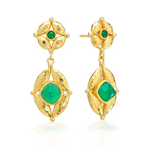 Mystic Eye Drop Earring in Green Onyx