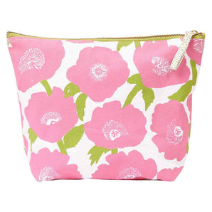 Large Pouch in Poppies Pink