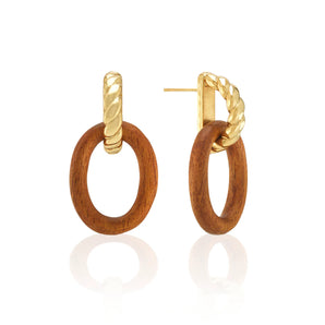 Earth Goddess Link Drop Earrings in Teak