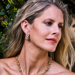 Berry Clover Drop Earrings in MOP