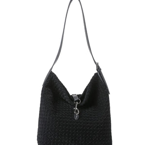 Sandy Bag in Black Woven Suede