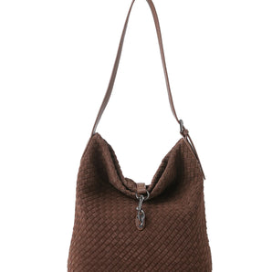 Sandy Bag in Chocolate Woven Suede