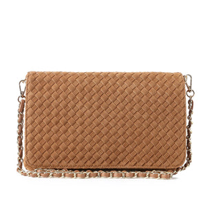 Lexi Crossbody in Saddle Woven Suede