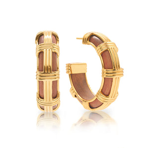 Gaia Cage Hoop Earrings in Teak