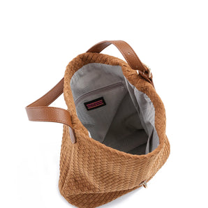 Sandy Bag in Saddle Woven Suede