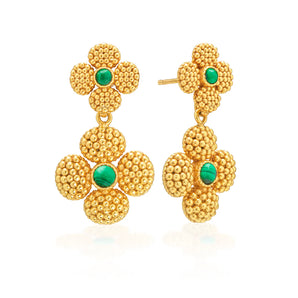 Berry Clover Convertible Duo Earrings in Malachite