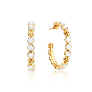 Berry Gem Medium Hoop Earring in MOP