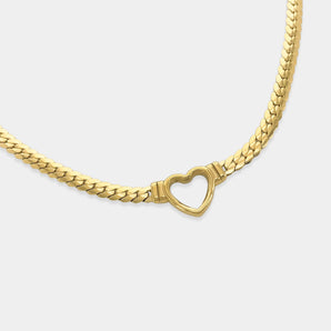 Water Resistant Curb Chain with Heart Necklace