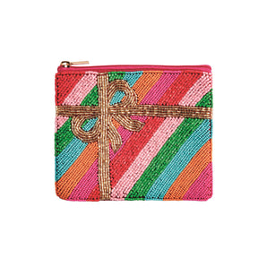 Hot Pink Beaded Pouch