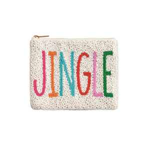 White Holiday Beaded Pouch