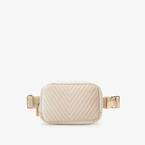 Aerin Velvet Belt Bag in Cream