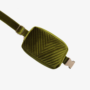 Aerin Velvet Belt Bag in Dark Chartreuse