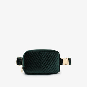 Aerin Velvet Belt Bag in Emerald
