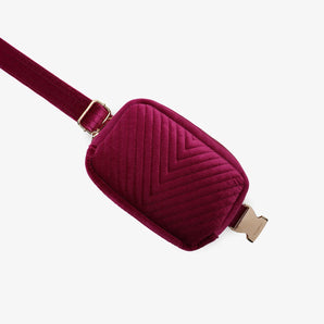 Aerin Velvet Belt Bag in Magenta