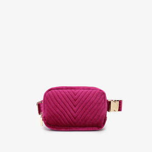 Aerin Velvet Belt Bag in Magenta