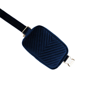 Aerin Velvet Belt Bag in Navy