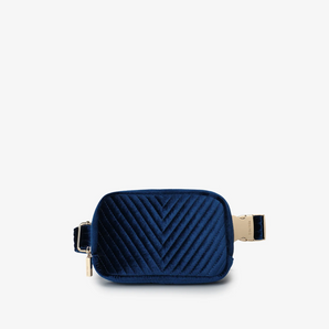 Aerin Velvet Belt Bag in Navy