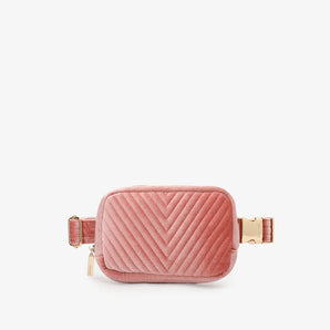 Aerin Velvet Belt Bag in Pink