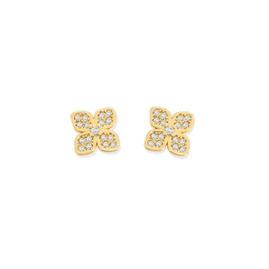 Cubic Zirconia Clover Stud Earrings