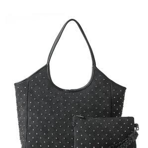Isla Tote in Black Studded Suede