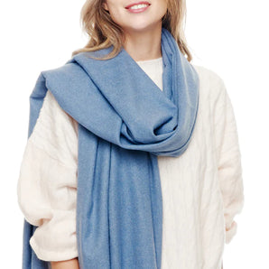 Cashmere Blend Scarf in Heather Denim