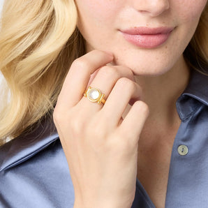 Bamboo Stone Ring in Pearl