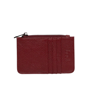 Leather Card / Coin Wallet in Deep Red