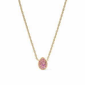 Pave Teardrop Delicate Necklace in Pink Tourmaline