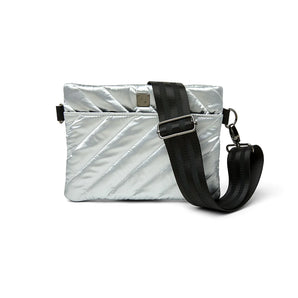 Diagonal Bum Bag 2.0 in Silver Liquid