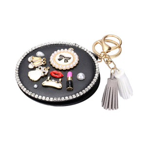 Compact Mirror/Keychain in Black
