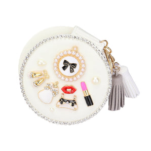 Compact Mirror/Keychain in White
