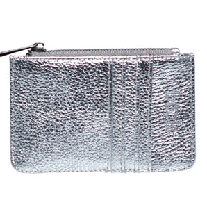 Leather Card / Coin Wallet in Silver