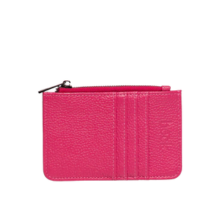 Leather Card / Coin Wallet in Hot Pink