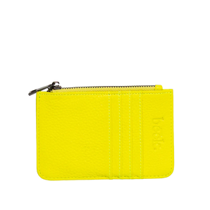 Leather Card / Coin Wallet in Neon Yellow
