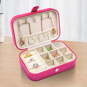 Faux Leather Jewelry Box in Fushcia